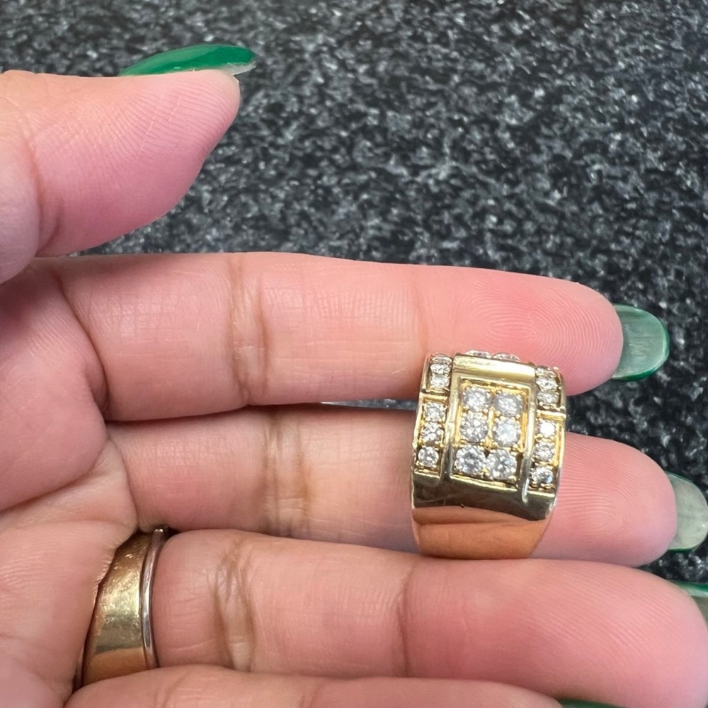 Wide band solid gold natural diamond ring - Picture 8 of 10